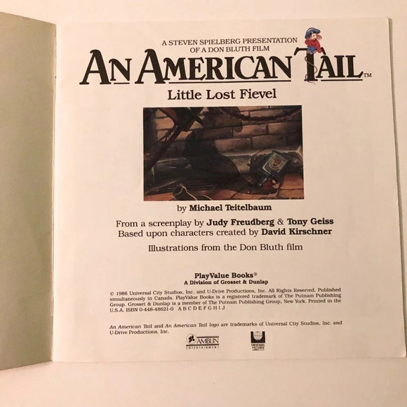 Vintage 1986 Lot of 2 An American Tail  Books Little Lost Fievel The Moss Street - Picture 12 of 16
